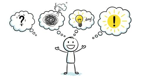 Illustration of someone thinking reflectively