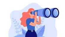 Illustration of a woman observing something