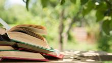Books in nature during summer