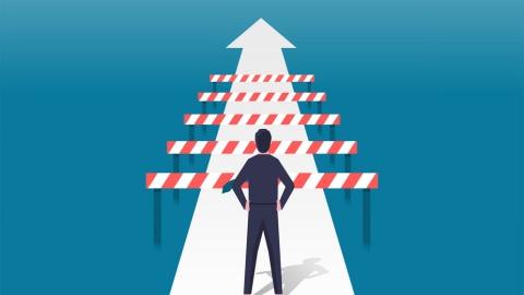 illustration of barriers on an arrow