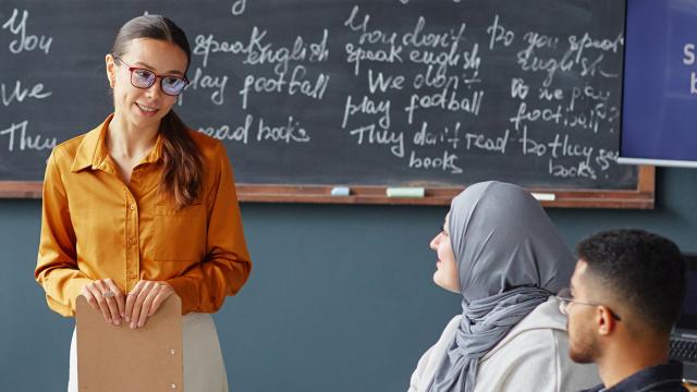 ESOL teacher with students