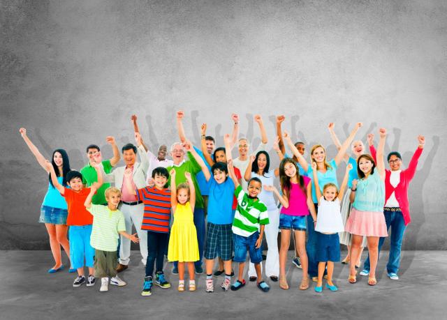 Group of children on grey background