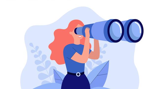 Illustration of a woman observing something